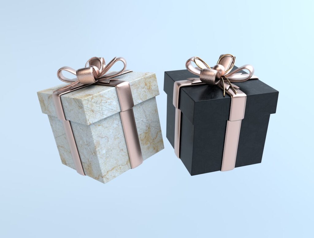 Boxes with gold bows