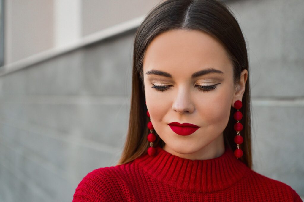 Holiday glam makeup with gold and bronze tones
