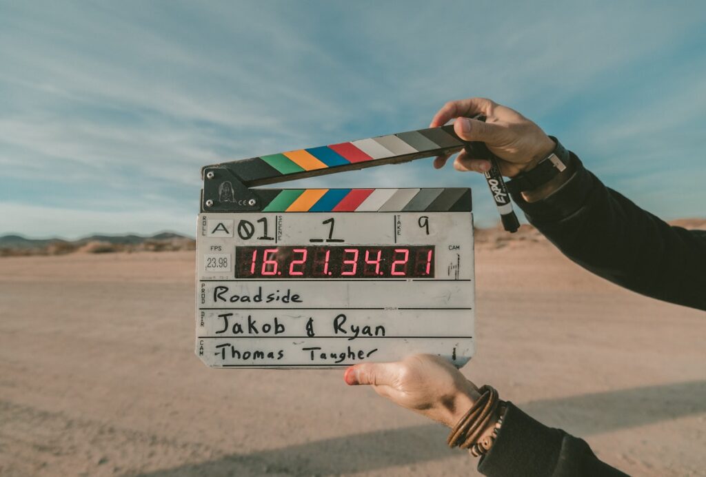 Film clapperboard for director Aurelien Levitan interview