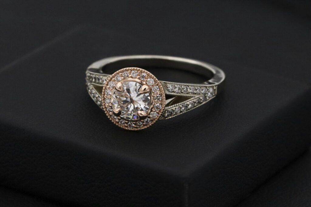 Diamond ring resting in soft daylight