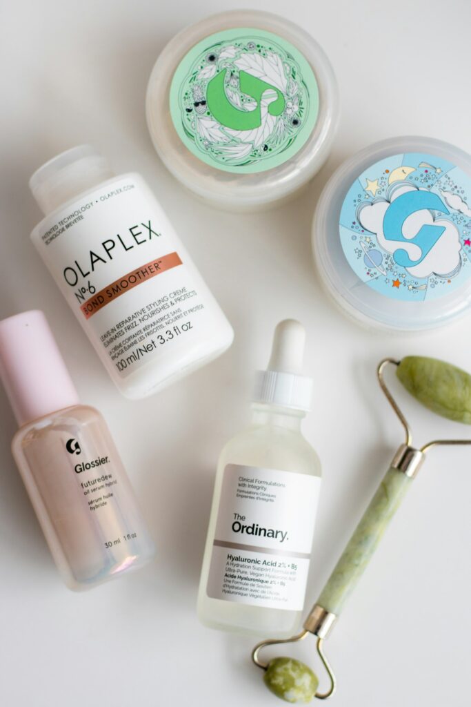 Spring skincare arrangement on bright surface